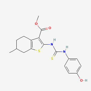 molecular formula C18H20N2O3S2 B4728282 methyl 2-({[(4-hydroxyphenyl)amino]carbonothioyl}amino)-6-methyl-4,5,6,7-tetrahydro-1-benzothiophene-3-carboxylate 