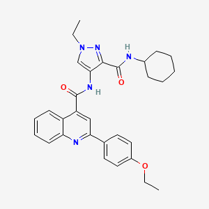 molecular formula C30H33N5O3 B4728339 N-{3-[(cyclohexylamino)carbonyl]-1-ethyl-1H-pyrazol-4-yl}-2-(4-ethoxyphenyl)-4-quinolinecarboxamide 