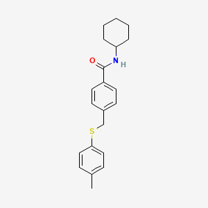 molecular formula C21H25NOS B4728406 N-cyclohexyl-4-{[(4-methylphenyl)thio]methyl}benzamide 