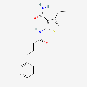 molecular formula C18H22N2O2S B4728454 4-ethyl-5-methyl-2-[(4-phenylbutanoyl)amino]-3-thiophenecarboxamide 