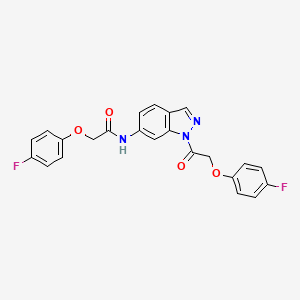 molecular formula C23H17F2N3O4 B4728467 2-(4-fluorophenoxy)-N-{1-[(4-fluorophenoxy)acetyl]-1H-indazol-6-yl}acetamide 