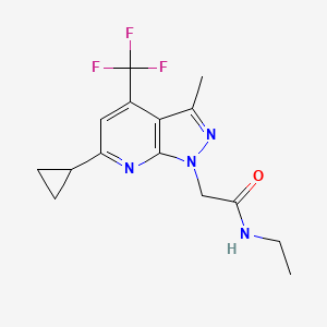 molecular formula C15H17F3N4O B4728493 2-[6-cyclopropyl-3-methyl-4-(trifluoromethyl)-1H-pyrazolo[3,4-b]pyridin-1-yl]-N-ethylacetamide 