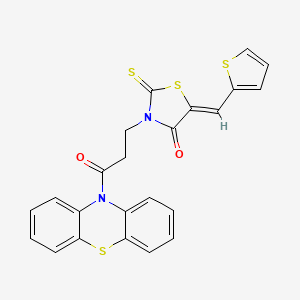 molecular formula C23H16N2O2S4 B4728497 3-[3-oxo-3-(10H-phenothiazin-10-yl)propyl]-5-(2-thienylmethylene)-2-thioxo-1,3-thiazolidin-4-one 