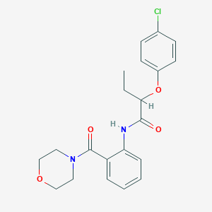 molecular formula C21H23ClN2O4 B4728529 2-(4-chlorophenoxy)-N-[2-(4-morpholinylcarbonyl)phenyl]butanamide 