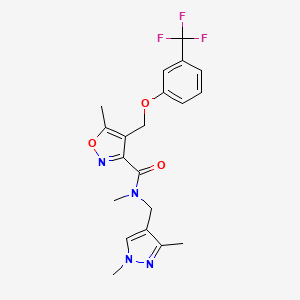 molecular formula C20H21F3N4O3 B4728533 N-[(1,3-dimethyl-1H-pyrazol-4-yl)methyl]-N,5-dimethyl-4-{[3-(trifluoromethyl)phenoxy]methyl}-3-isoxazolecarboxamide 