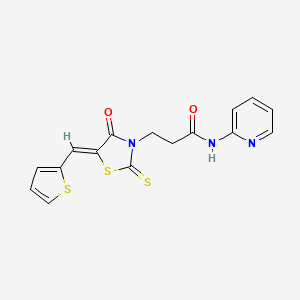 molecular formula C16H13N3O2S3 B4728585 3-[4-oxo-5-(2-thienylmethylene)-2-thioxo-1,3-thiazolidin-3-yl]-N-2-pyridinylpropanamide 