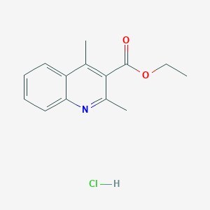 molecular formula C14H16ClNO2 B047286 3-Quinolinecarboxylic acid, 2,4-dimethyl-, ethyl ester, hydrochloride CAS No. 116270-38-3