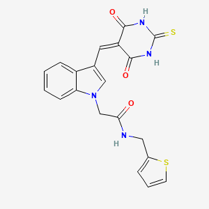 molecular formula C20H16N4O3S2 B4728627 2-{3-[(4,6-dioxo-2-thioxotetrahydro-5(2H)-pyrimidinylidene)methyl]-1H-indol-1-yl}-N-(2-thienylmethyl)acetamide 