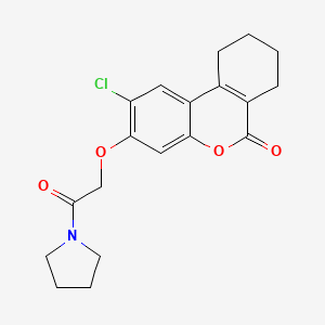 molecular formula C19H20ClNO4 B4728654 2-chloro-3-[2-oxo-2-(1-pyrrolidinyl)ethoxy]-7,8,9,10-tetrahydro-6H-benzo[c]chromen-6-one 