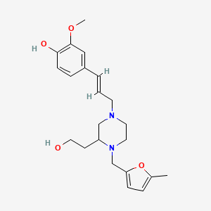 molecular formula C22H30N2O4 B4728742 4-((1E)-3-{3-(2-hydroxyethyl)-4-[(5-methyl-2-furyl)methyl]-1-piperazinyl}-1-propen-1-yl)-2-methoxyphenol 