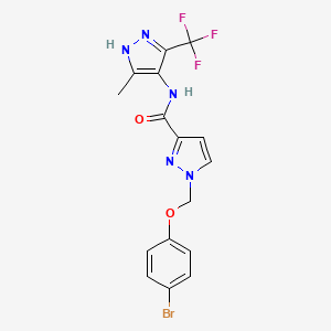 molecular formula C16H13BrF3N5O2 B4728756 1-[(4-bromophenoxy)methyl]-N-[5-methyl-3-(trifluoromethyl)-1H-pyrazol-4-yl]-1H-pyrazole-3-carboxamide 