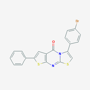 molecular formula C20H11BrN2OS2 B047288 5H-Thiazolo(3,2-a)thieno(2,3-d)pyrimidin-5-one, 3-(4-bromophenyl)-7-phenyl- CAS No. 122945-78-2