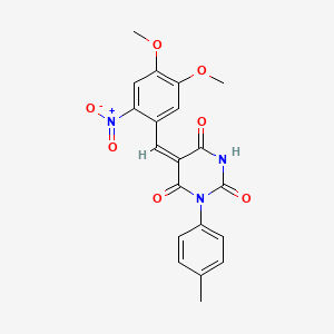 5-(4,5-dimethoxy-2-nitrobenzylidene)-1-(4-methylphenyl)-2,4,6(1H,3H,5H)-pyrimidinetrione