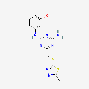 N-(3-methoxyphenyl)-6-{[(5-methyl-1,3,4-thiadiazol-2-yl)thio]methyl}-1,3,5-triazine-2,4-diamine