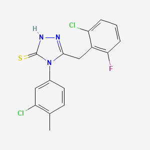 molecular formula C16H12Cl2FN3S B4728926 5-(2-chloro-6-fluorobenzyl)-4-(3-chloro-4-methylphenyl)-4H-1,2,4-triazole-3-thiol 