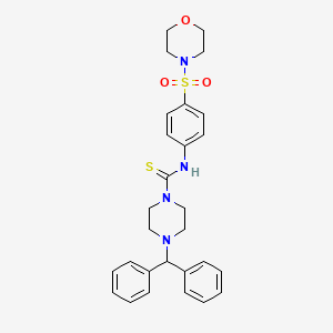 molecular formula C28H32N4O3S2 B4728939 4-(diphenylmethyl)-N-[4-(4-morpholinylsulfonyl)phenyl]-1-piperazinecarbothioamide 