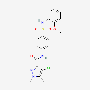 molecular formula C19H19ClN4O4S B4728988 4-chloro-N-(4-{[(2-methoxyphenyl)amino]sulfonyl}phenyl)-1,5-dimethyl-1H-pyrazole-3-carboxamide 