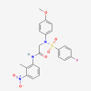 molecular formula C22H20FN3O6S B4729026 N~2~-[(4-fluorophenyl)sulfonyl]-N~2~-(4-methoxyphenyl)-N~1~-(2-methyl-3-nitrophenyl)glycinamide 