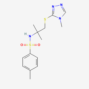 molecular formula C14H20N4O2S2 B4729065 N-{1,1-dimethyl-2-[(4-methyl-4H-1,2,4-triazol-3-yl)thio]ethyl}-4-methylbenzenesulfonamide 