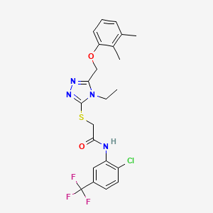 molecular formula C22H22ClF3N4O2S B4729094 N-[2-chloro-5-(trifluoromethyl)phenyl]-2-({5-[(2,3-dimethylphenoxy)methyl]-4-ethyl-4H-1,2,4-triazol-3-yl}thio)acetamide 