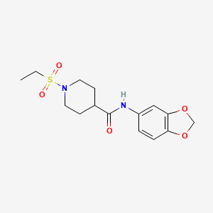 molecular formula C15H20N2O5S B4729116 N-1,3-benzodioxol-5-yl-1-(ethylsulfonyl)-4-piperidinecarboxamide 