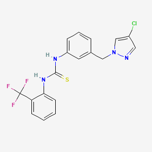 molecular formula C18H14ClF3N4S B4729123 N-{3-[(4-chloro-1H-pyrazol-1-yl)methyl]phenyl}-N'-[2-(trifluoromethyl)phenyl]thiourea 