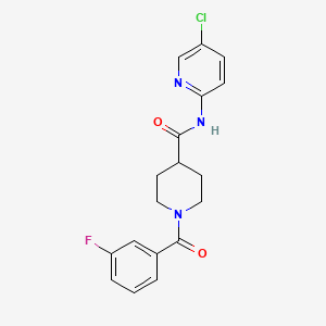 molecular formula C18H17ClFN3O2 B4729186 N-(5-chloro-2-pyridinyl)-1-(3-fluorobenzoyl)-4-piperidinecarboxamide 