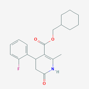 molecular formula C20H24FNO3 B4729248 cyclohexylmethyl 4-(2-fluorophenyl)-2-methyl-6-oxo-1,4,5,6-tetrahydro-3-pyridinecarboxylate 