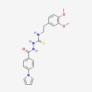 molecular formula C22H24N4O3S B4729266 N-[2-(3,4-dimethoxyphenyl)ethyl]-2-[4-(1H-pyrrol-1-yl)benzoyl]hydrazinecarbothioamide 