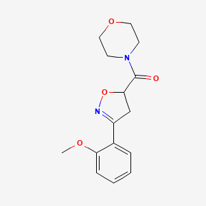 molecular formula C15H18N2O4 B4729339 4-{[3-(2-methoxyphenyl)-4,5-dihydro-5-isoxazolyl]carbonyl}morpholine 