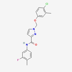 molecular formula C19H17ClFN3O2 B4729351 1-[(4-chloro-3-methylphenoxy)methyl]-N-(3-fluoro-4-methylphenyl)-1H-pyrazole-3-carboxamide 