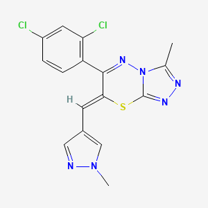 molecular formula C16H12Cl2N6S B4729355 6-(2,4-dichlorophenyl)-3-methyl-7-[(1-methyl-1H-pyrazol-4-yl)methylene]-7H-[1,2,4]triazolo[3,4-b][1,3,4]thiadiazine 