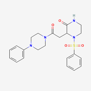 molecular formula C22H26N4O4S B4729398 3-[2-oxo-2-(4-phenyl-1-piperazinyl)ethyl]-4-(phenylsulfonyl)-2-piperazinone 