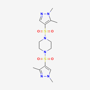 molecular formula C14H22N6O4S2 B4729427 1-[(1,3-dimethyl-1H-pyrazol-4-yl)sulfonyl]-4-[(1,5-dimethyl-1H-pyrazol-4-yl)sulfonyl]piperazine 