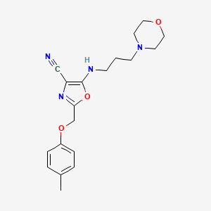 molecular formula C19H24N4O3 B4729466 2-[(4-methylphenoxy)methyl]-5-{[3-(4-morpholinyl)propyl]amino}-1,3-oxazole-4-carbonitrile 