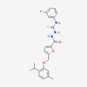 molecular formula C23H24FN3O3S B4729541 N-(3-fluorophenyl)-2-{5-[(2-isopropyl-5-methylphenoxy)methyl]-2-furoyl}hydrazinecarbothioamide 