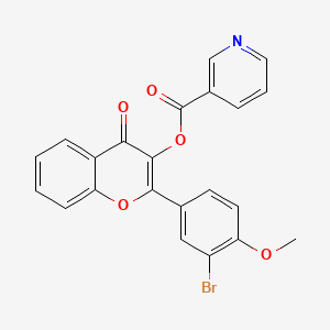 molecular formula C22H14BrNO5 B4729559 2-(3-bromo-4-methoxyphenyl)-4-oxo-4H-chromen-3-yl nicotinate 