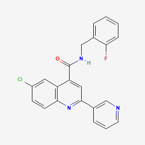 molecular formula C22H15ClFN3O B4729593 6-chloro-N-(2-fluorobenzyl)-2-(3-pyridinyl)-4-quinolinecarboxamide 