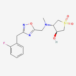 molecular formula C15H18FN3O4S B4729603 (3S*,4S*)-4-[{[3-(2-fluorobenzyl)-1,2,4-oxadiazol-5-yl]methyl}(methyl)amino]tetrahydro-3-thiopheneol 1,1-dioxide 