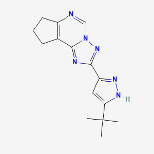 molecular formula C15H18N6 B4729615 2-(5-tert-butyl-1H-pyrazol-3-yl)-8,9-dihydro-7H-cyclopenta[e][1,2,4]triazolo[1,5-c]pyrimidine 