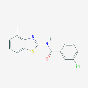 molecular formula C15H11ClN2OS B472962 3-cloro-N-(4-metil-1,3-benzotiazol-2-il)benzamida CAS No. 313973-09-0