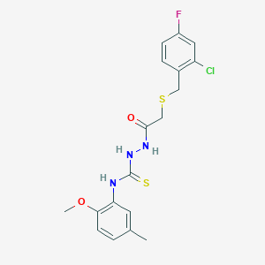 2-{[(2-chloro-4-fluorobenzyl)thio]acetyl}-N-(2-methoxy-5-methylphenyl)hydrazinecarbothioamide