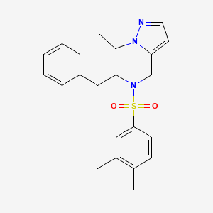 molecular formula C22H27N3O2S B4729697 N-[(1-ethyl-1H-pyrazol-5-yl)methyl]-3,4-dimethyl-N-(2-phenylethyl)benzenesulfonamide 