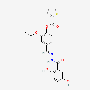 molecular formula C21H18N2O6S B4729726 4-[2-(2,5-dihydroxybenzoyl)carbonohydrazonoyl]-2-ethoxyphenyl 2-thiophenecarboxylate 