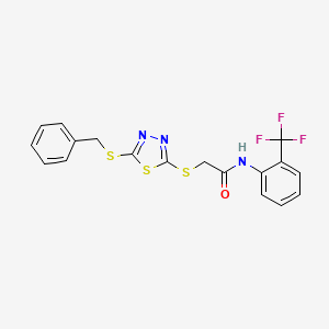 2-{[5-(benzylthio)-1,3,4-thiadiazol-2-yl]thio}-N-[2-(trifluoromethyl)phenyl]acetamide