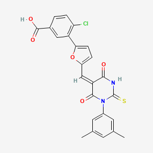 molecular formula C24H17ClN2O5S B4729819 4-chloro-3-(5-{[1-(3,5-dimethylphenyl)-4,6-dioxo-2-thioxotetrahydro-5(2H)-pyrimidinylidene]methyl}-2-furyl)benzoic acid 