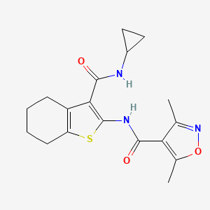 molecular formula C18H21N3O3S B4729967 N-{3-[(cyclopropylamino)carbonyl]-4,5,6,7-tetrahydro-1-benzothien-2-yl}-3,5-dimethyl-4-isoxazolecarboxamide 