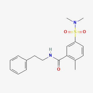 molecular formula C18H22N2O3S B4730002 5-[(dimethylamino)sulfonyl]-2-methyl-N-(2-phenylethyl)benzamide 