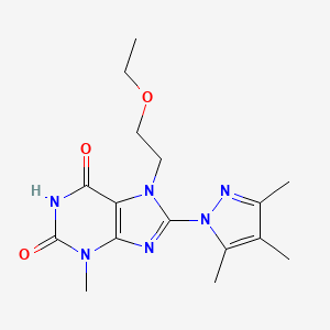 molecular formula C16H22N6O3 B4730034 7-(2-ethoxyethyl)-3-methyl-8-(3,4,5-trimethyl-1H-pyrazol-1-yl)-3,7-dihydro-1H-purine-2,6-dione 