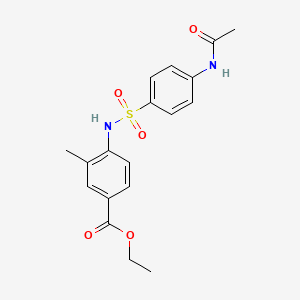 molecular formula C18H20N2O5S B4730059 ethyl 4-({[4-(acetylamino)phenyl]sulfonyl}amino)-3-methylbenzoate 